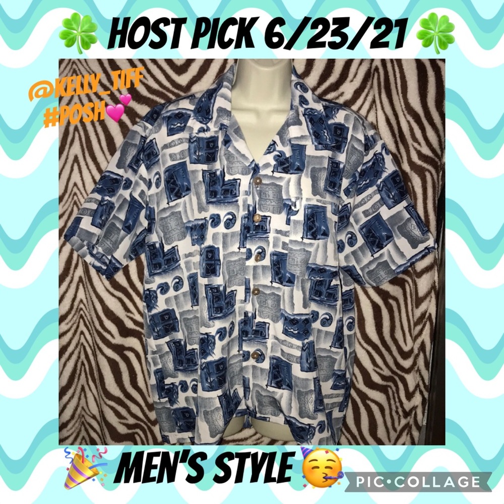 Roundy bay blue and white medium shirt vintage 💕
